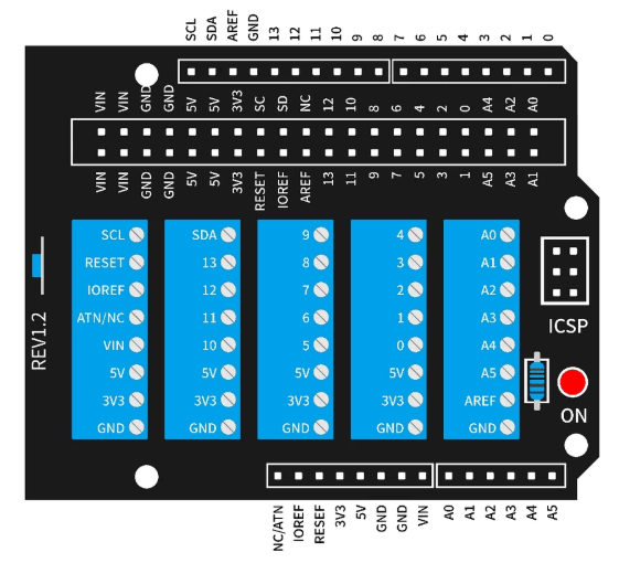 Arduino UNO Screw Terminal Block view 2